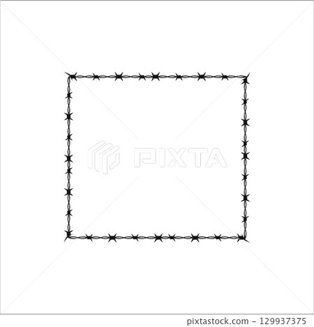 Barbed wire square frame symbolizing security and restriction 129937375