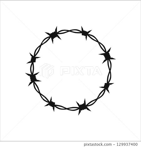 Barbed wire circle design suggesting security and restriction concerns Barbed wire circle design suggesting security and restriction concerns 129937400