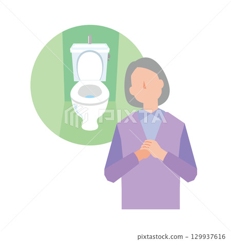 Elderly woman with toilet problems 129937616