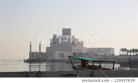 Qatar Doha Museum of Islamic Art and traditional dhows 129937639