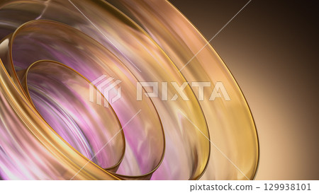 3D render of modern abstract background. Glossy wave texture. Clean gradient 129938101
