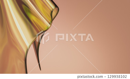 Vibrant abstract 3D render with fluid shapes and glass effect. 129938102