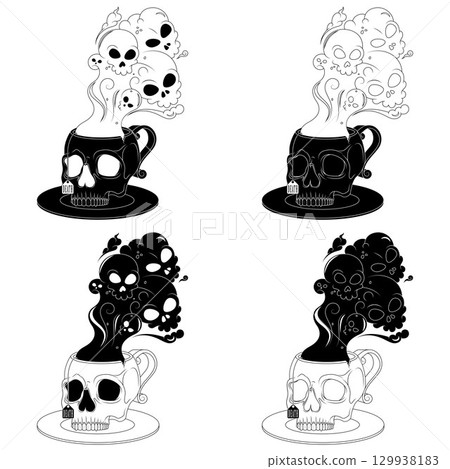 Skull Shaped Tea Cup With Toxic Death Smoke 129938183