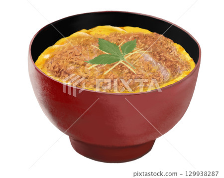 Katsudon (red and black bowl) 129938287