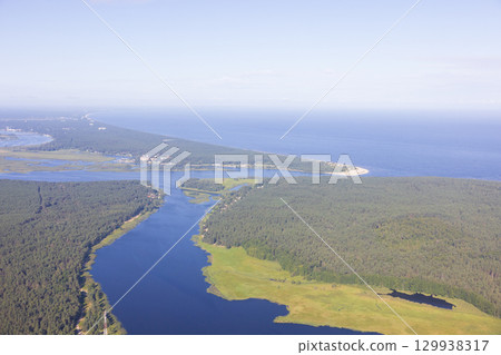 Aerial view of the Gulf of Riga in Latvia, Europe 129938317