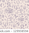 Cute pattern with Easter eggs in pastel color 129938594