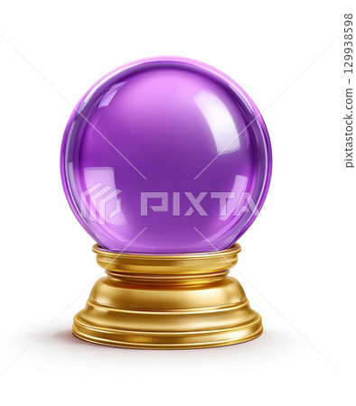 閃亮的紫色水晶球AI影像 129938598