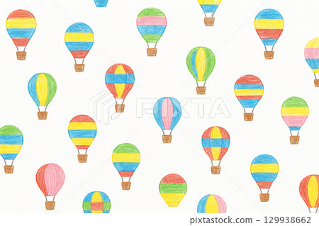 蠟筆手繪氣球無縫圖案背景 129938662