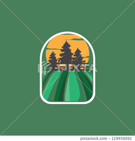 modern farm logo design with simple concept of farmer in agriculture illustration symbol livestock for product illustration template 129938892