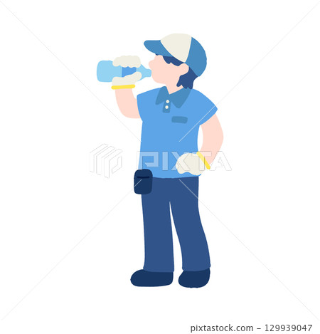 工人(送貨員)補水的平面插圖 工人(送貨員)補水的平面插圖 129939047