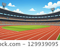 Athletics stadium on a sunny day 129939095