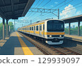 Train arriving at station 129939097