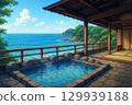 Open-air hot spring bath with a view of the sea 129939188