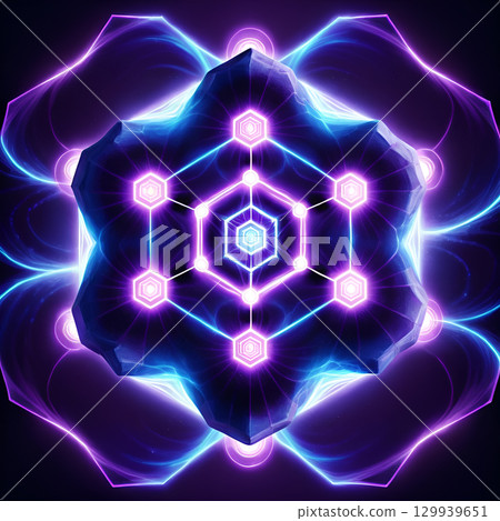 Experience cosmic wonder with this vibrant geometric energy pattern, radiating ethereal blue and purple light for a mesmerizing, futuristic feel. Experience cosmic wonder with this vibrant geometric energy pattern, radiating ethereal blue and purple light for a mesmerizing, futuristic feel. 129939651