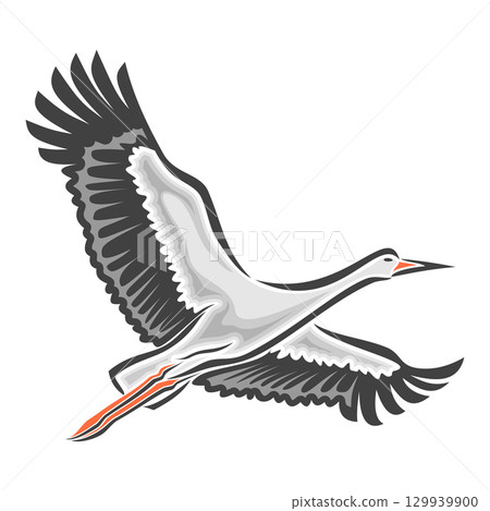 Vector illustration of flying Stork 129939900