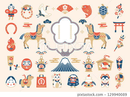 2026 馬年日本新年圖標集 2026 馬年日本新年圖標集 129940089