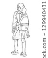 高中生的線條畫插圖 129940431