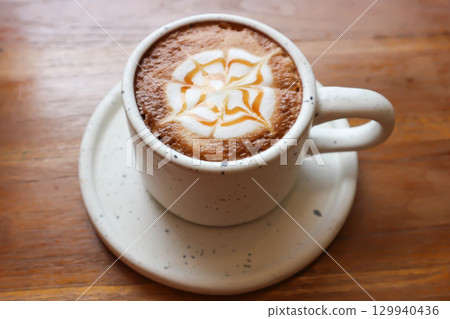hot cofffee, cappuccino coffee or latte coffee or flat white or latte art 129940436
