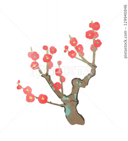 Illustration material: Auspicious plum tree 129940846