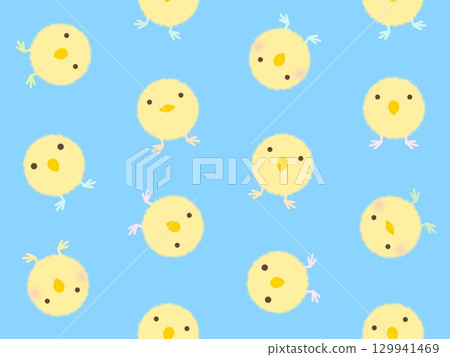 黃色小雞無縫圖案 H-3 129941469