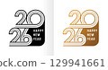 Happy New Year 2026 Typography Design in Gold and Black 129941661