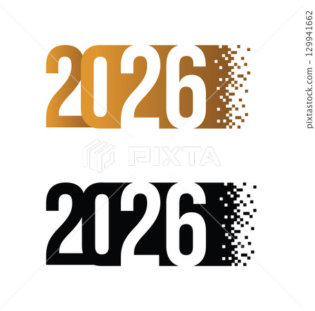 Happy New Year 2026 Dissolving Digital Pixel Transition 129941662