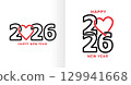 Happy New Year 2026 Creative Design with Red Heart Symbol 129941668