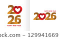 Happy New Year 2026 Celebration Design with Red Heart Symbol 129941669