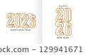 Happy New Year 2026 Golden 3D Outline Numbers 129941671