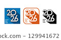 Happy New Year 2026 Modern Design Collection with Long Shadow Effect 129941672