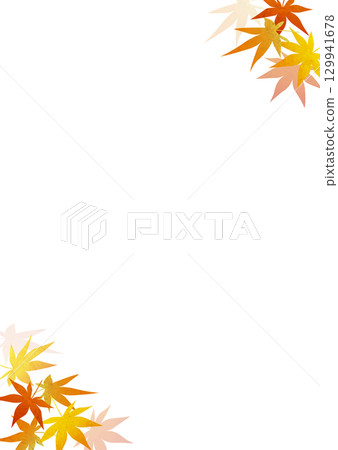 Watercolor autumn maple background frame illustration (vertical) 129941678