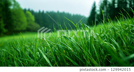 Grass swaying in the wind AI image 129942015