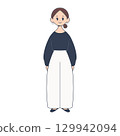 休閒的年輕女子，全身，簡單的插圖 129942094