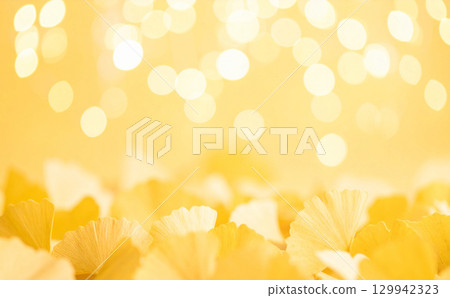 Yellow ginkgo glitter background material 129942323