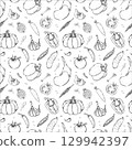Seamless Pattern with Hand Drawn Vegetables 129942397