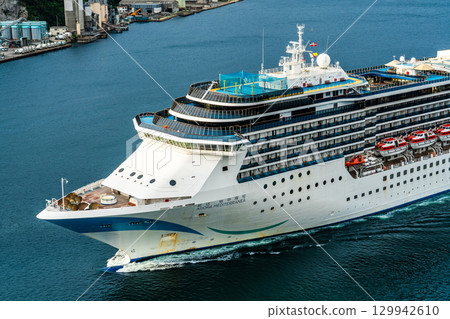 Nagasaki Port Cruise Ship (Adora Mediterranea) Arriving from Megami Bridge [Nagasaki City] 129942610