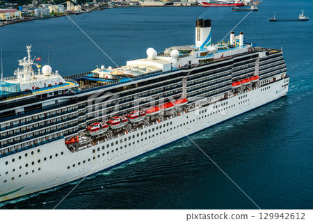 Nagasaki Port Cruise Ship (Adora Mediterranea) Arriving from Megami Bridge [Nagasaki City] 129942612