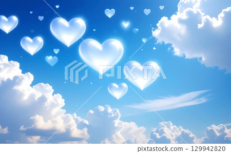 心形漂浮在藍天上 心形漂浮在藍天上 129942820