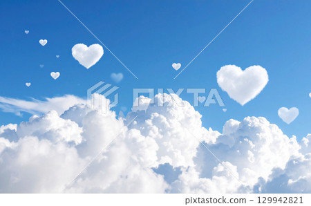 心形漂浮在藍天上 129942821