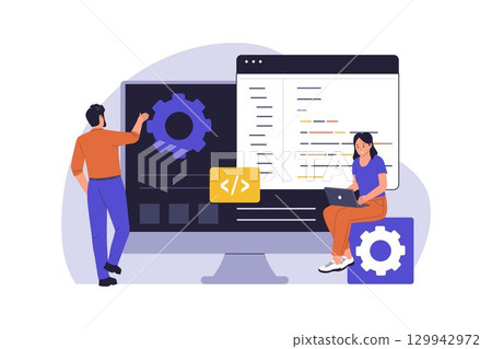 Backend Programming and Website Development Illustration 129942972