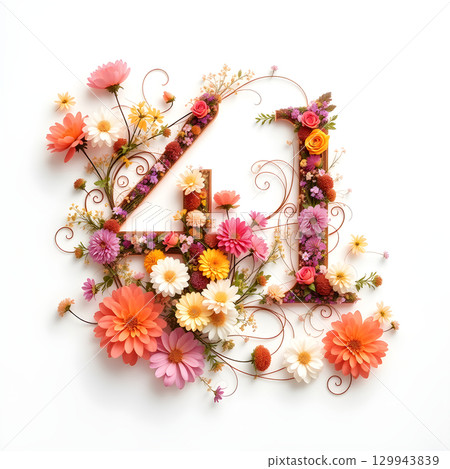 floral frame with flowers 129943839