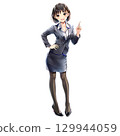身穿黑色西裝的女商人指著/全身（漫畫/動漫風格） 129944059