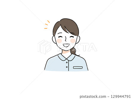 Illustration of a gently smiling female staff member (medical, beauty, nursing) 129944791
