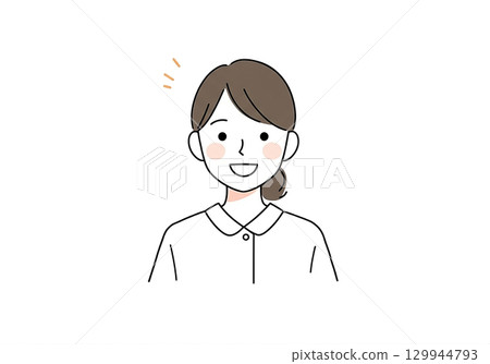 Illustration of a gently smiling female staff member (medical, beauty, nursing) 129944793