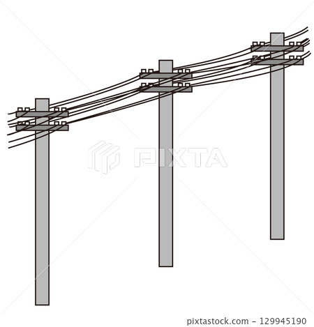 電線桿和電線的插圖 電線桿和電線的插圖 129945190
