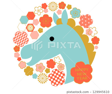 2026 Year of the Horse Japanese Pattern New Year's Card Material 2026 Year of the Horse Japanese Pattern New Year's Card Material 129945610