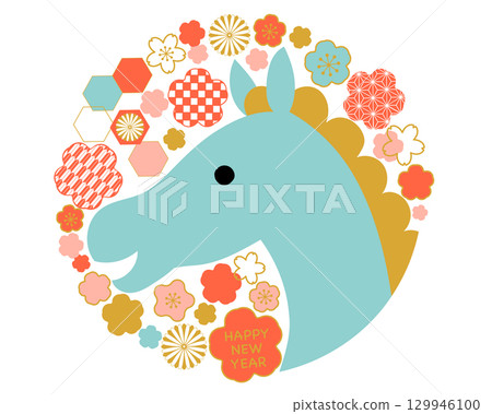 2026 Year of the Horse Japanese Pattern New Year's Card Material 129946100