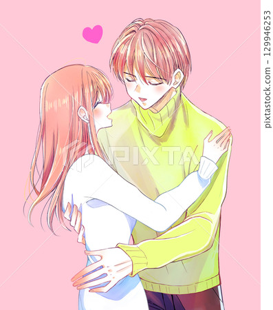 A fun-looking winter couple in love 129946253