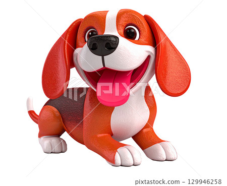 A cheerful beagle dog on a transparent background 129946258