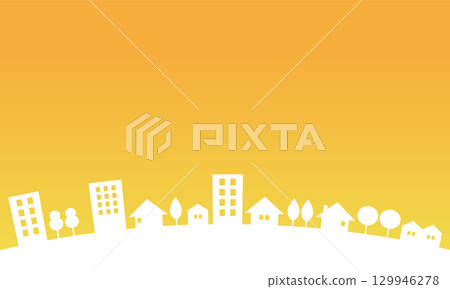 Simple cityscape and building silhouette vector 129946278